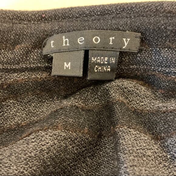 Theory Unique Striped Wrap Top Tunic Gray Brown Medium - Picture 8 of 9